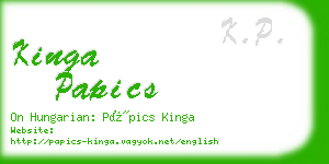 kinga papics business card